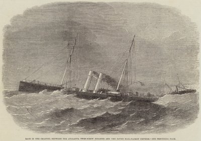 Race in the Channel between the Atalanta Twin-Screw Steamer and the Dover Mail-Packet Empress by Edwin Weedon